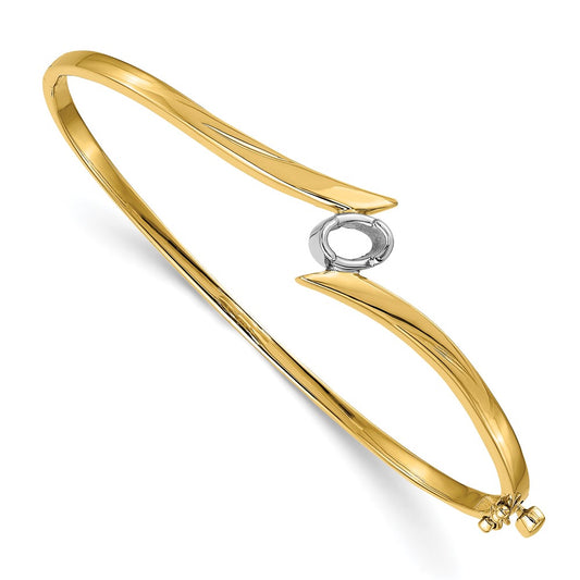 14k Yellow Gold Two-tone Hinged Bangle Bracelet Mounting