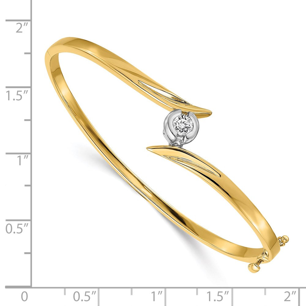 14k Two-tone AAA Diamond Hinged Bangle