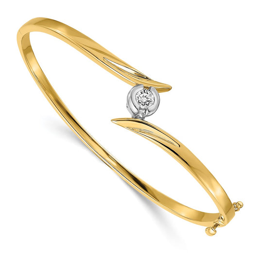 14k Yellow Gold Two-tone Bangle Hinged Bracelet Mounting