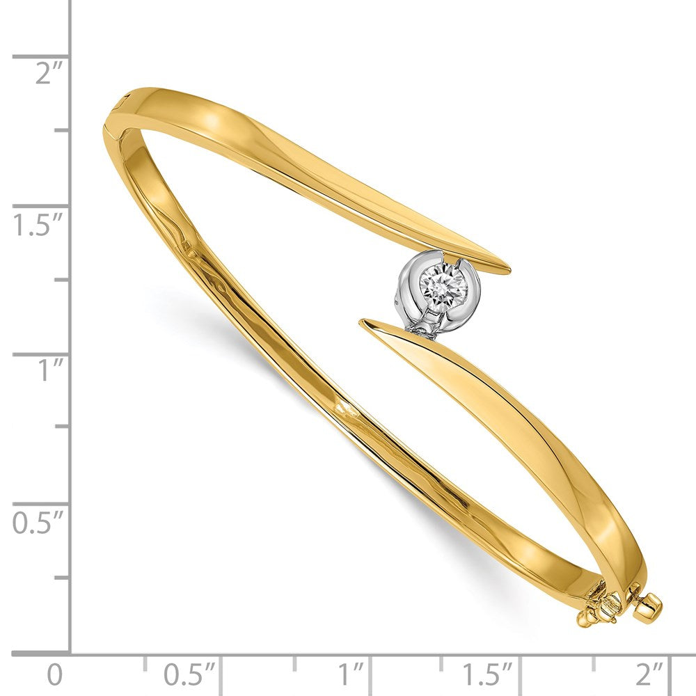 14k Two-tone AA Diamond Hinged Bangle