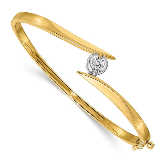14k Yellow Gold Two-tone Hinged Bangle Bracelet Mounting