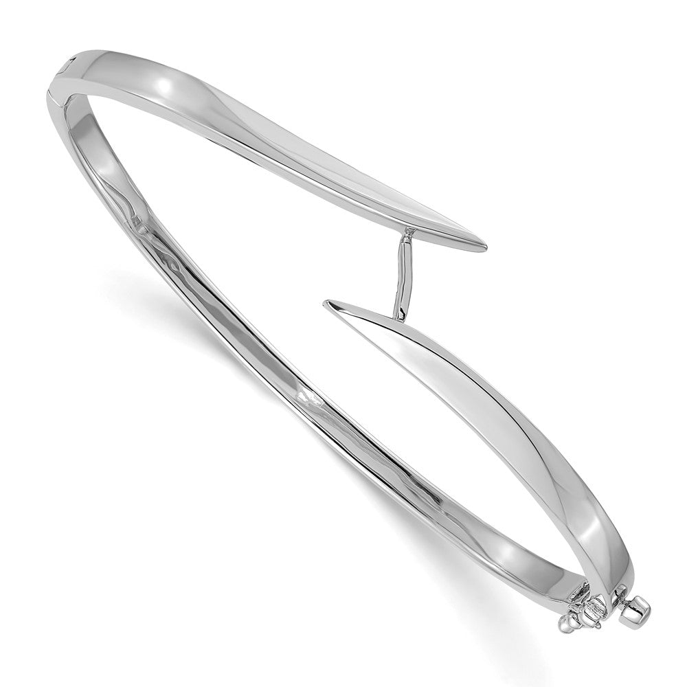 14k White Gold A Diamond Hinged Bangle