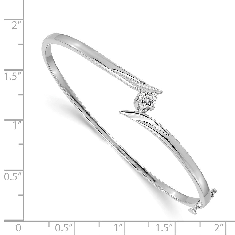 14k White Gold AA Diamond Hinged Bangle