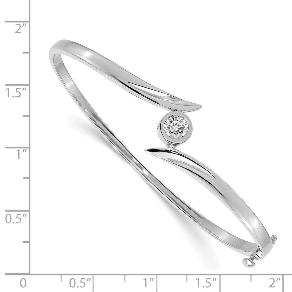 14k White Gold AA Diamond Hinged Bangle