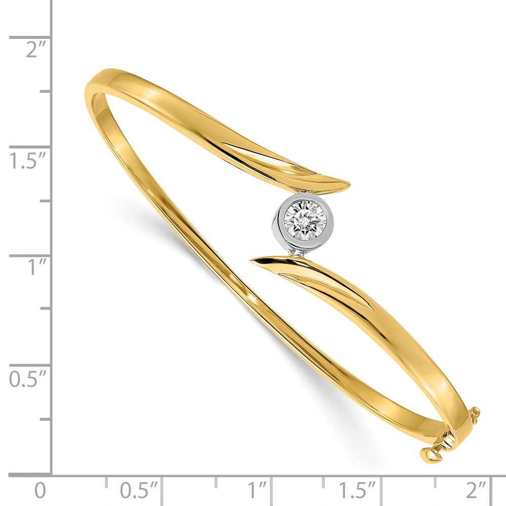14k Yellow Gold Two-tone VS Diamond Hinged Bangle