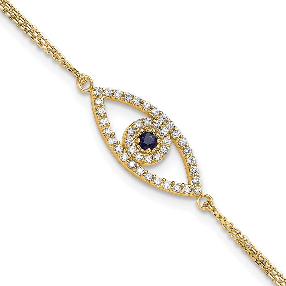 14k  A Diamond/Sapphire Evil Eye w/ 1in Ext.Bracelet