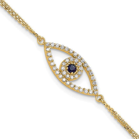 14k  A Diamond/Sapphire Evil Eye w/ 1in Ext.Bracelet