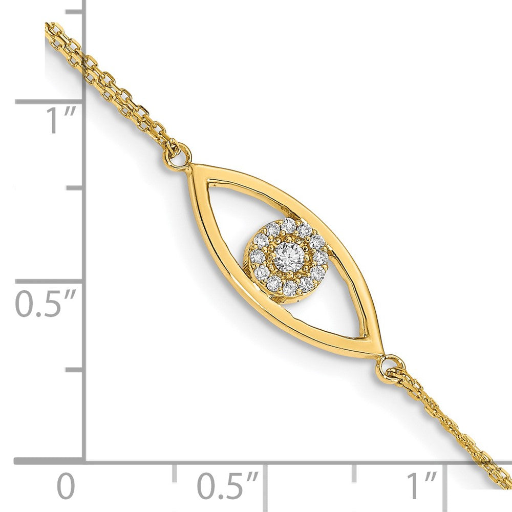 14k AAA Diamond Evil Eye 2 Strand w/1in Ext. Bracelet