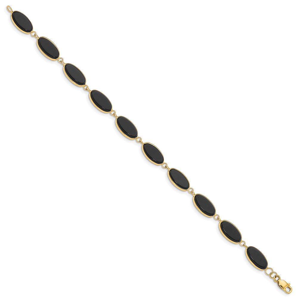 14k Yellow Gold Onyx 7.25in Bracelet