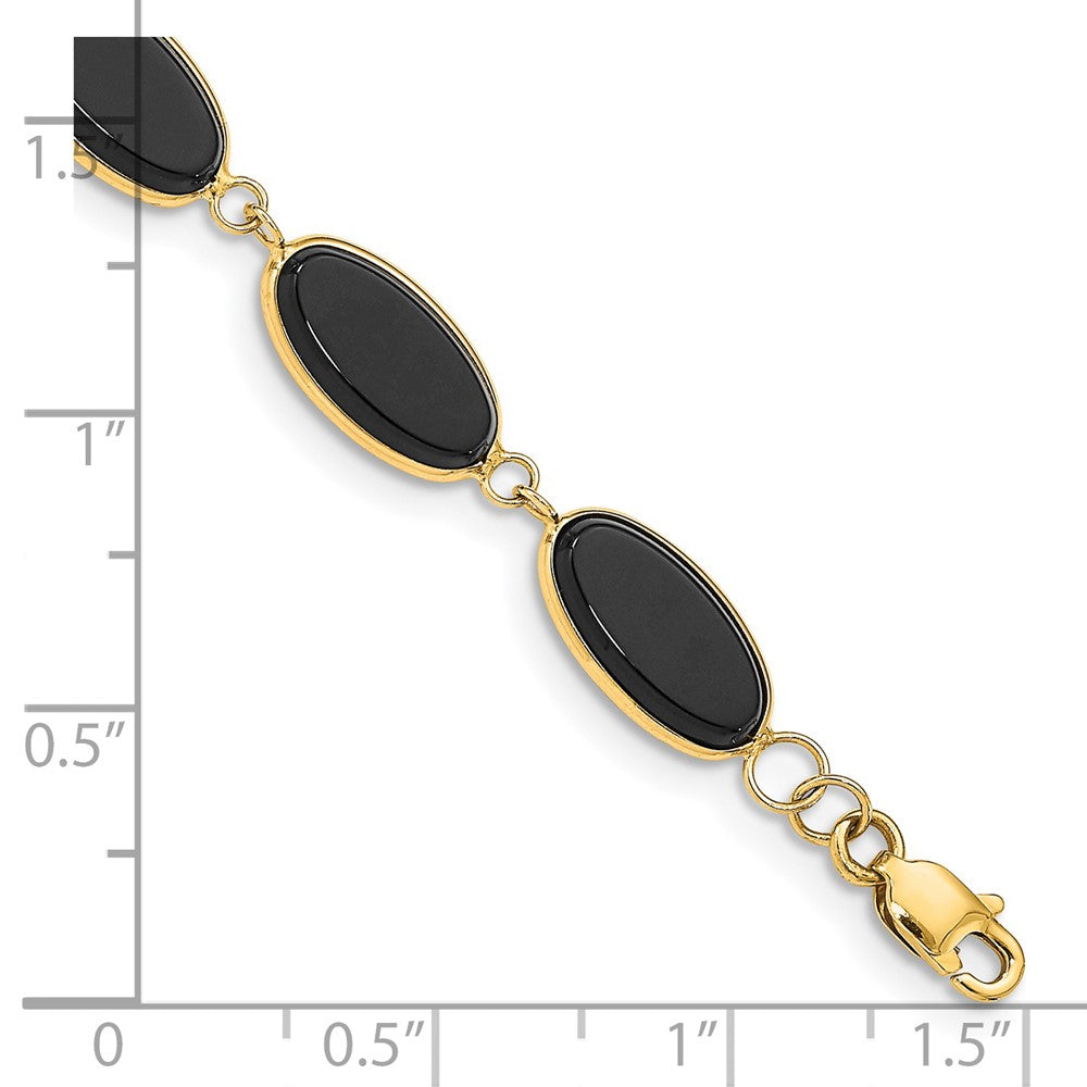 14k Yellow Gold Onyx 7.25in Bracelet