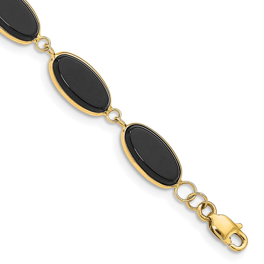 14k Yellow Gold Onyx 7.25in Bracelet