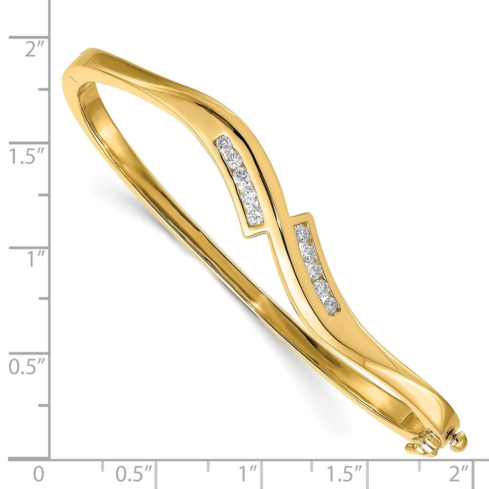 14k AAA Diamond Hinged Bangle