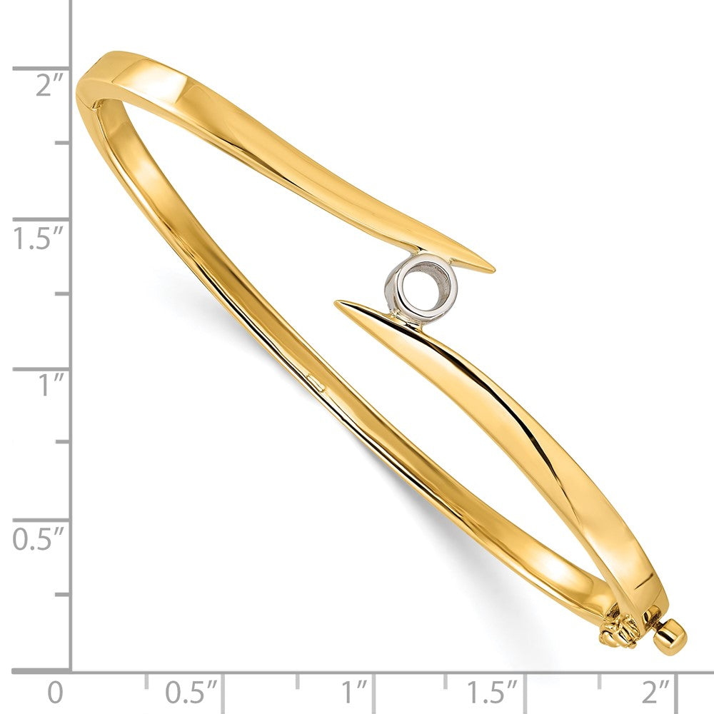 14k Yellow Gold Two-tone Hinged Bangle Bracelet Mounting
