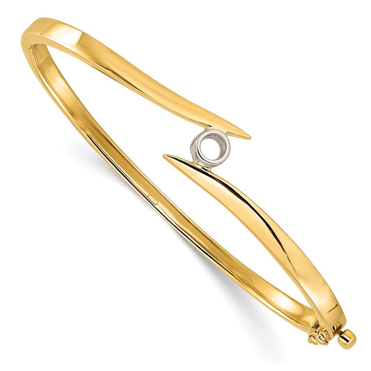 14k Yellow Gold Two-tone Hinged Bangle Bracelet Mounting