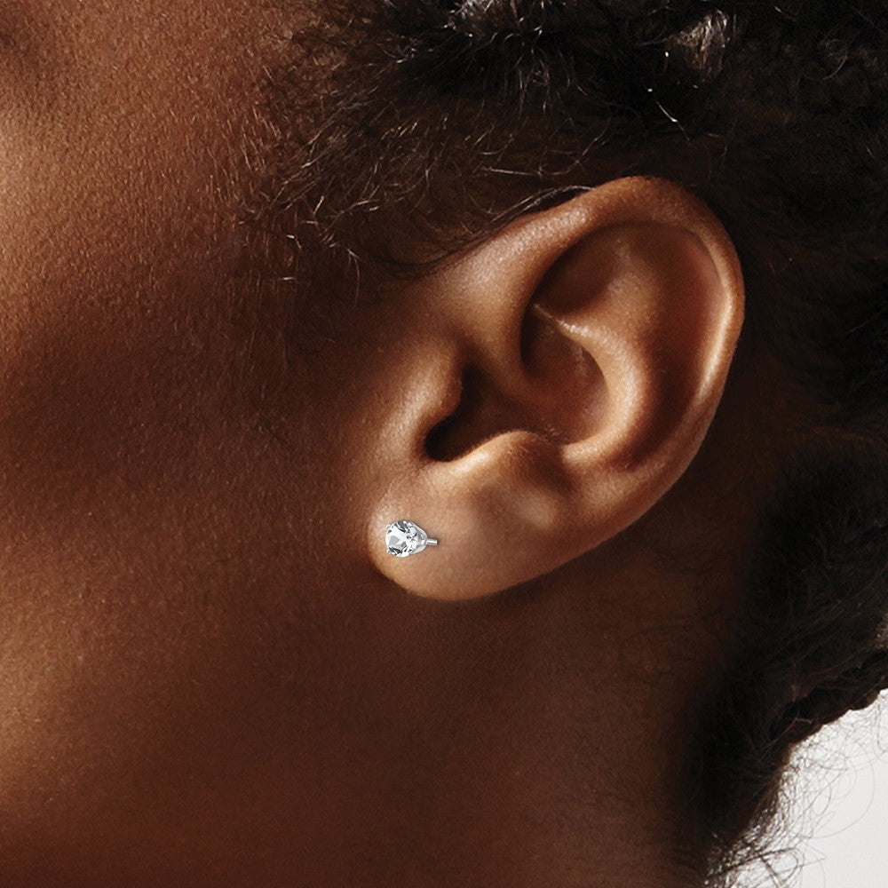 14k White Gold 4mm White Topaz Stud Earrings
