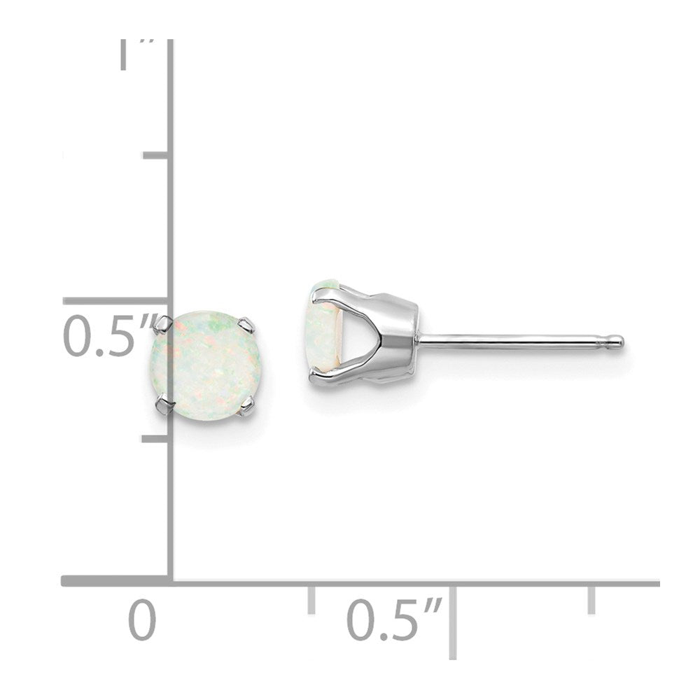 14k White Gold 5mm Opal Stud Earrings