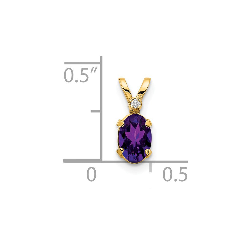 14k Diamond & Amethyst Birthstone Pendant