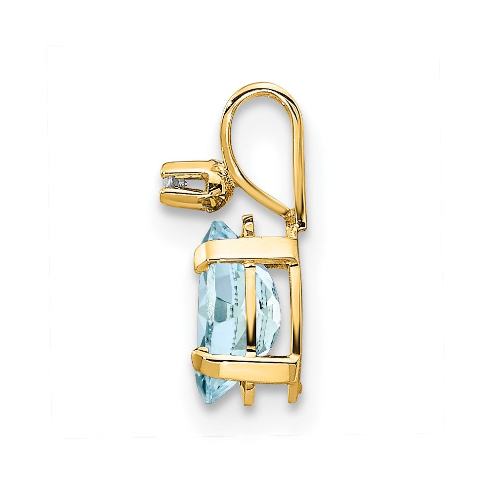 14k Yellow Gold Diamond & Aquamarine Birthstone Pendant