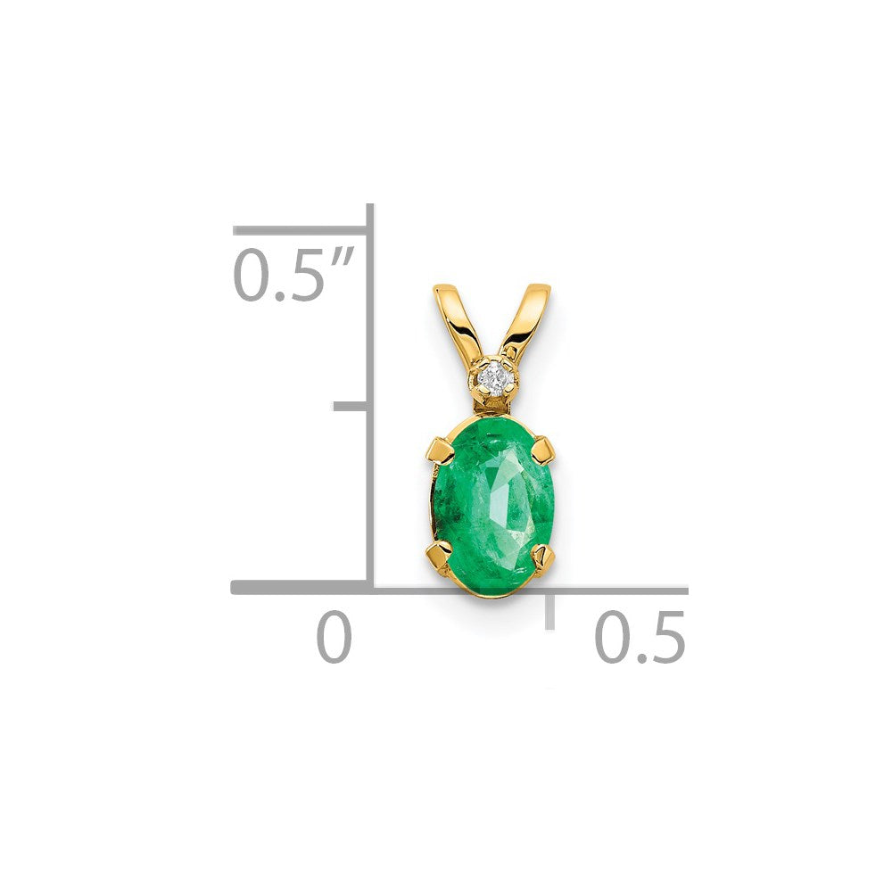 14k Diamond & Emerald Birthstone Pendant