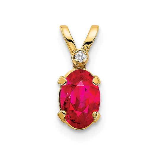 14k Diamond & Ruby Birthstone Pendant