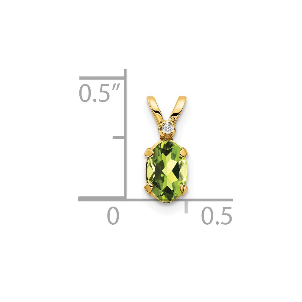 14k Diamond & Peridot Birthstone Pendant