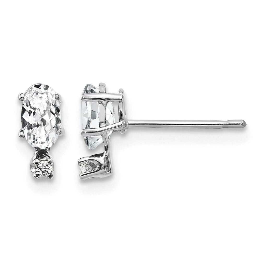 14K White Gold Diamond and White Topaz Birthstone Earrings