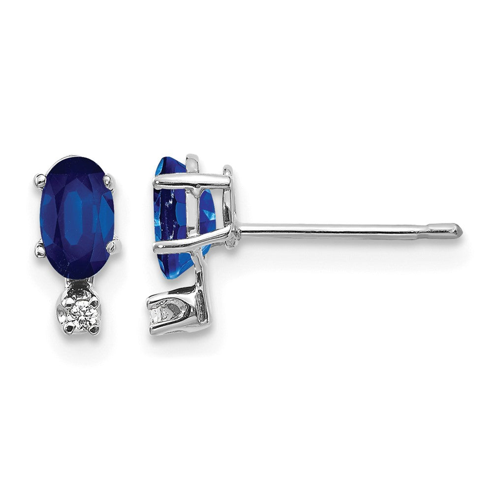 14K White Gold Diamond and Sapphire Birthstone Earrings