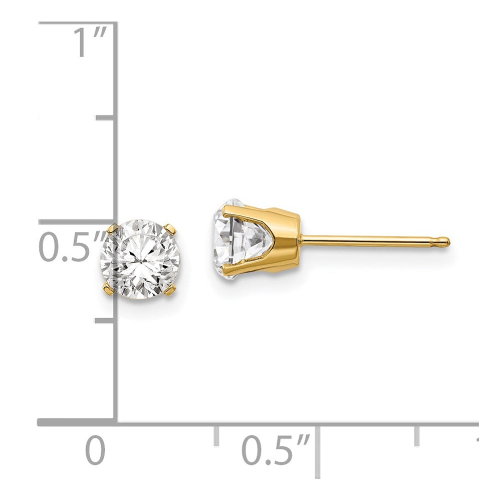 14k 5mm White Topaz Earrings - April