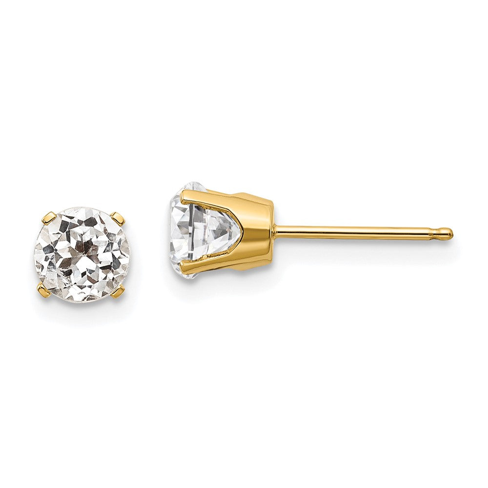 14k 5mm White Topaz Earrings - April
