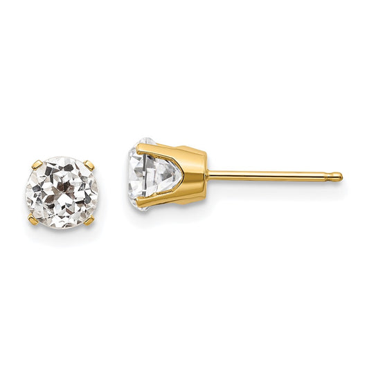 14k 5mm White Topaz Earrings - April