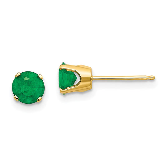 14k 5mm Natural Emerald Earrings - May