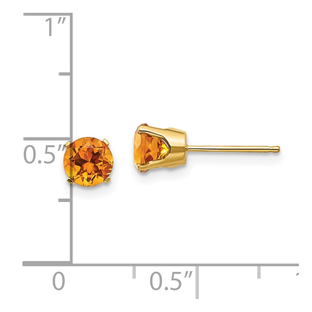 14k Yellow Gold 5mm Citrine Earrings - November