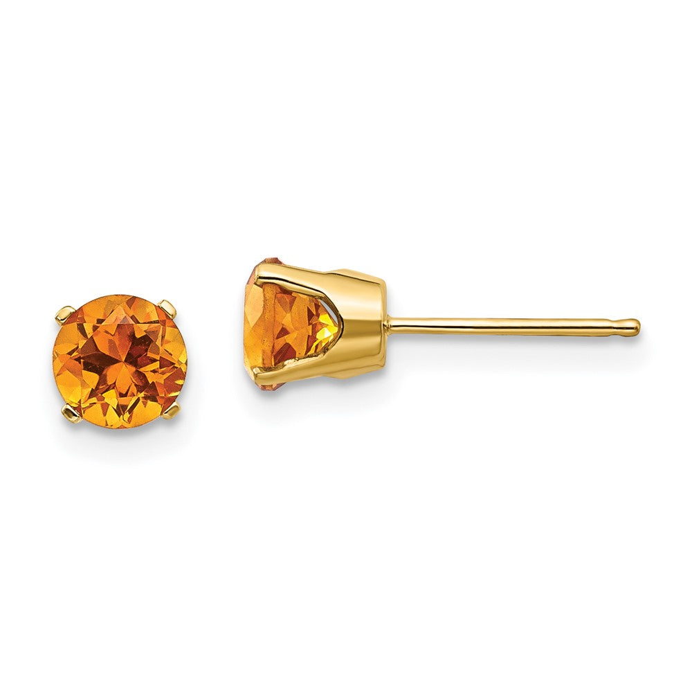 14k Yellow Gold 5mm Citrine Earrings - November