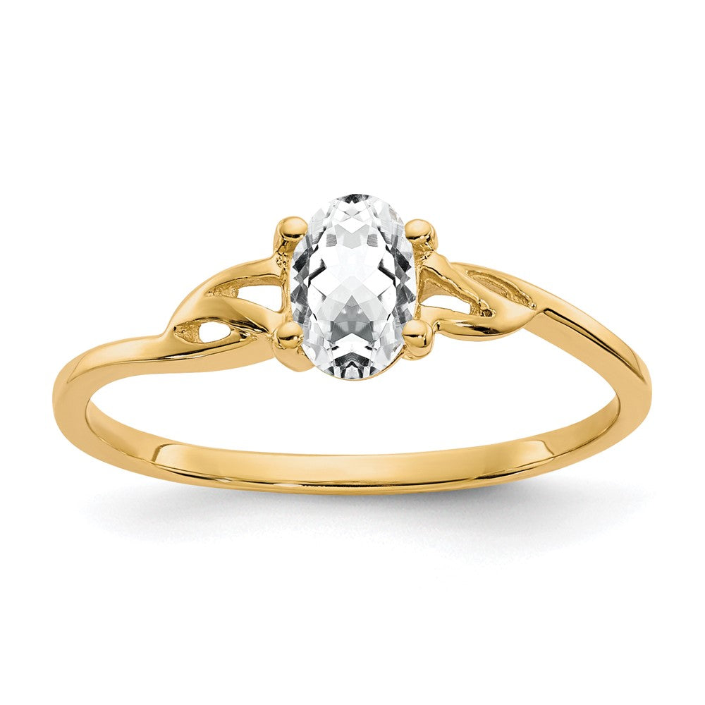 14k White Topaz Birthstone Ring