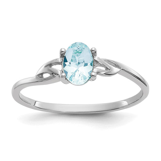 14k White Gold Aquamarine Birthstone Ring