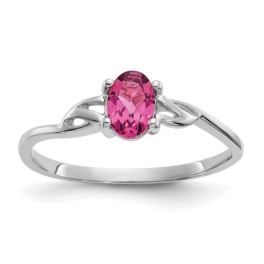 14k White Gold Pink Tourmaline Birthstone Ring