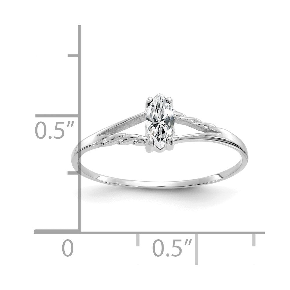 14k White Gold White Topaz Birthstone Ring