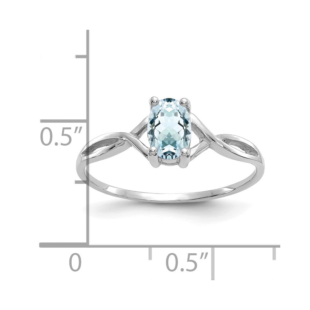 14k White Gold Aquamarine Birthstone Ring