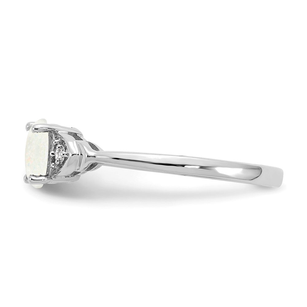 14k White Gold Opal and Diamond Ring