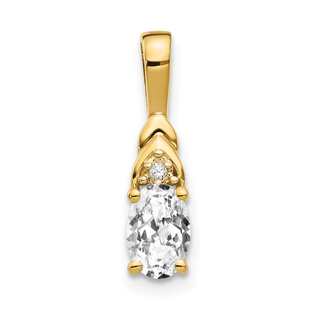 14k White Topaz and Diamond Pendant