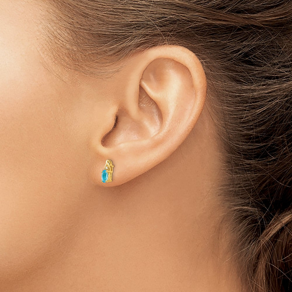 14k Blue Topaz and Diamond Earrings