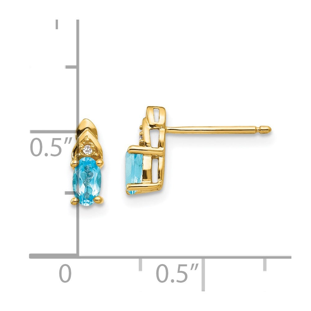 14k Blue Topaz and Diamond Earrings