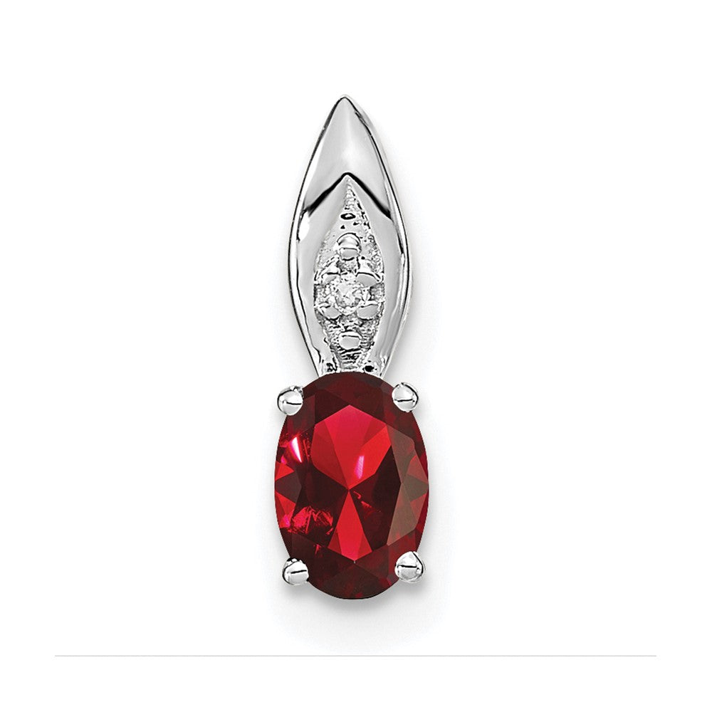14k White Gold Garnet and Diamond Pendant