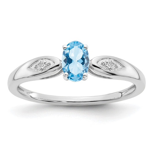 14k White Gold Aquamarine and Diamond Ring