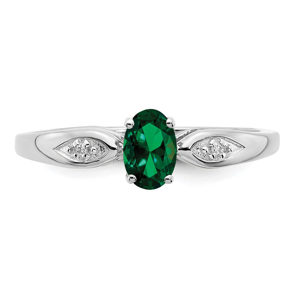 14k White Gold Emerald and Diamond Ring