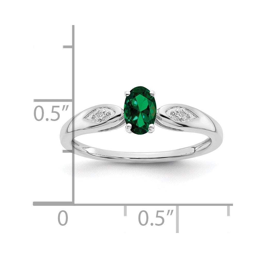 14k White Gold Emerald and Diamond Ring