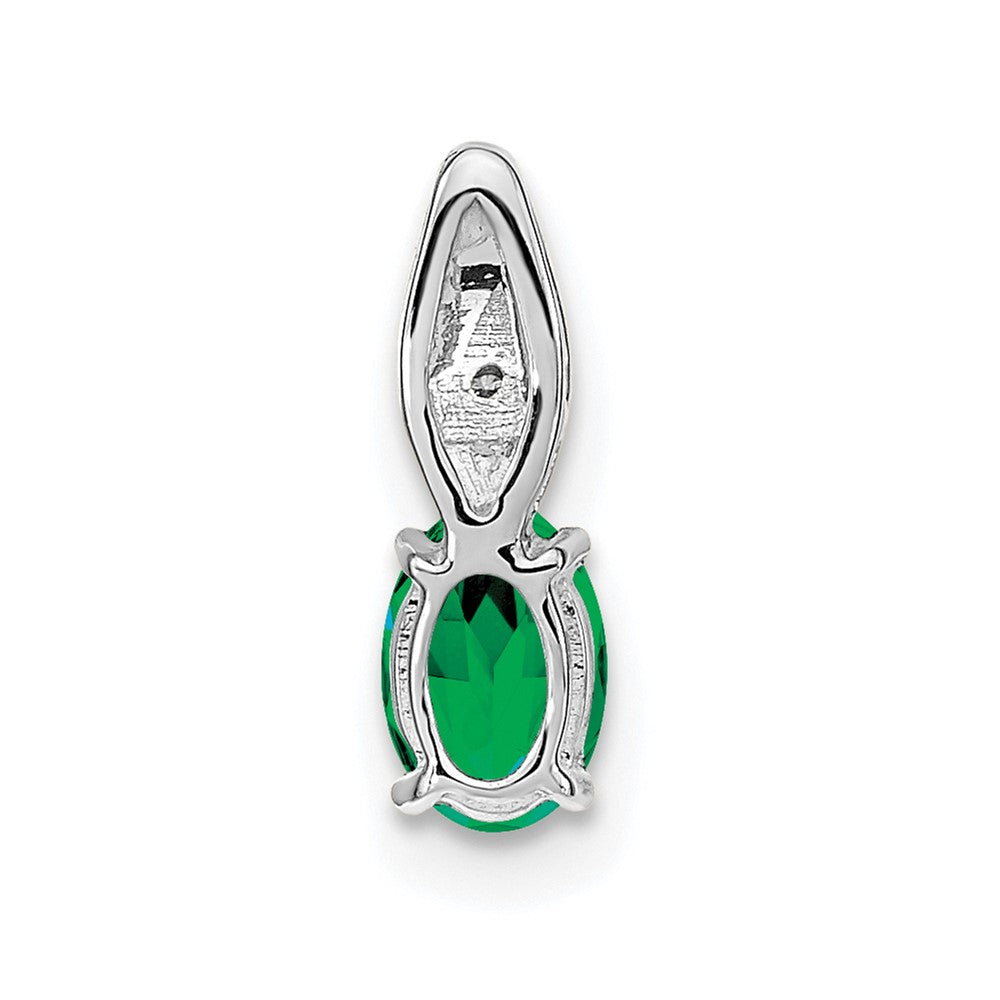 14k White Gold Emerald and Diamond Pendant