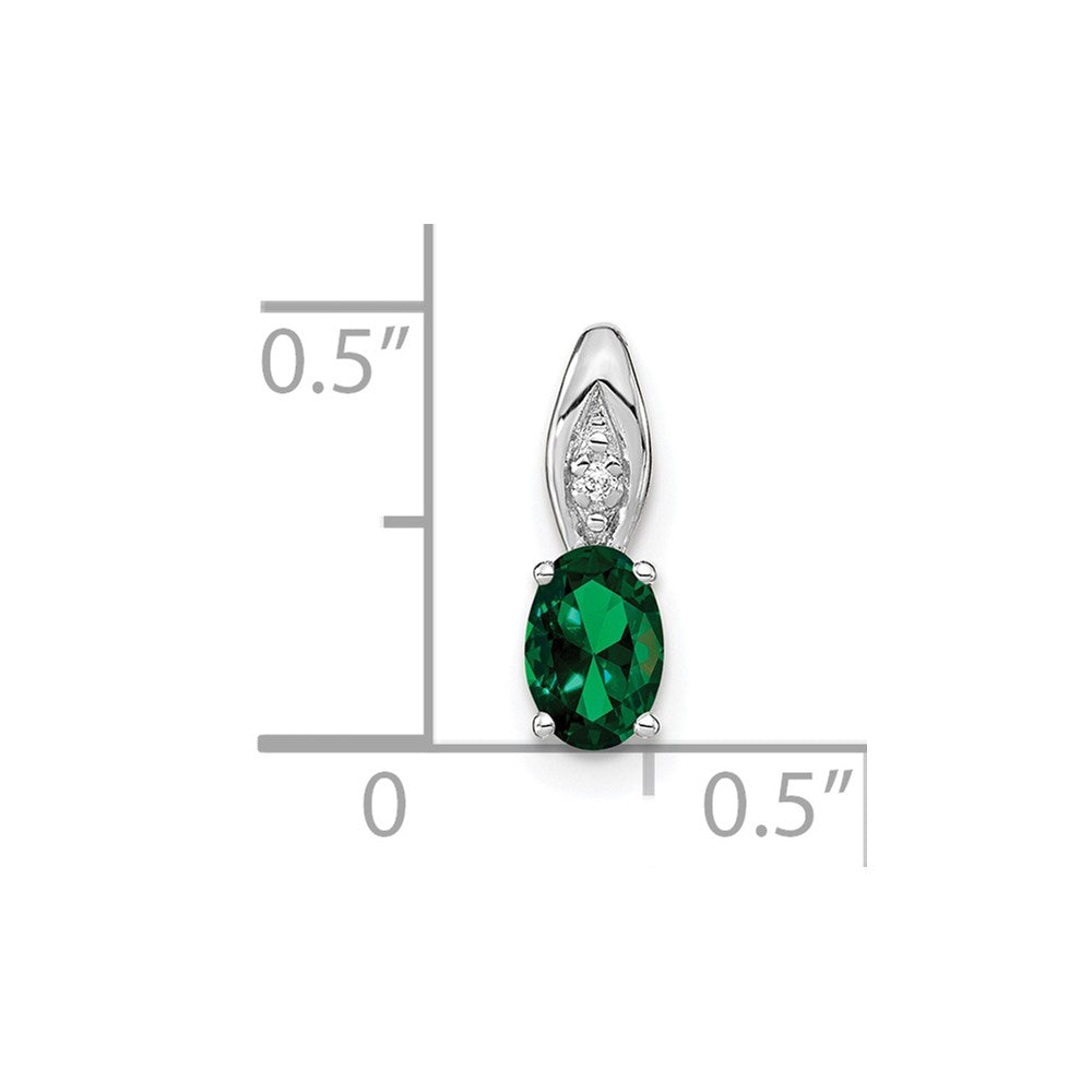 14k White Gold Emerald and Diamond Pendant