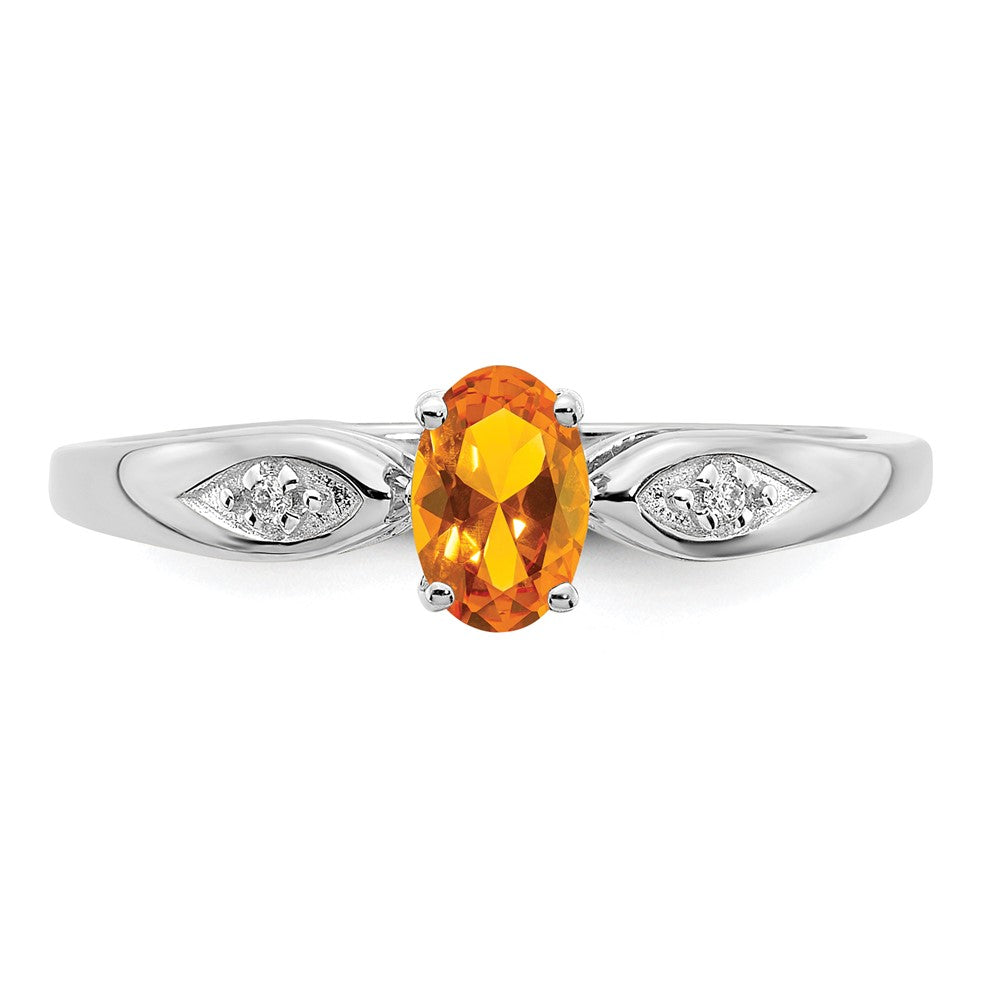 14k White Gold Citrine and Diamond Ring