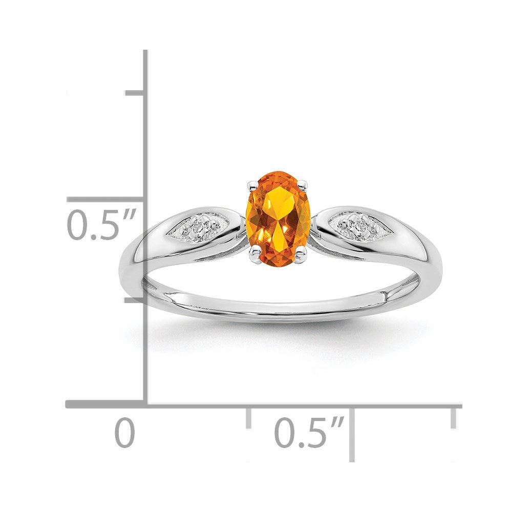 14k White Gold Citrine and Diamond Ring